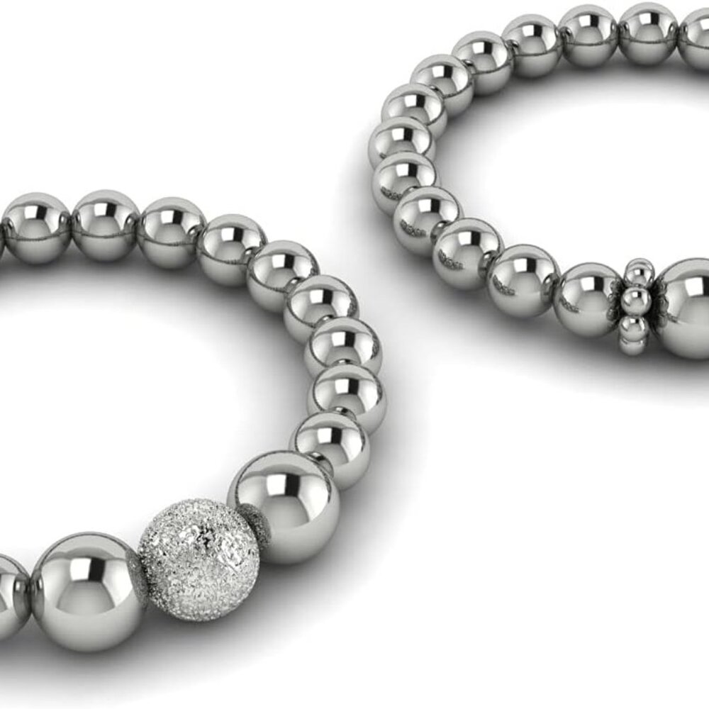 Beaded Ring Stretch Elasticated Stacking 925 Ster… - image 3